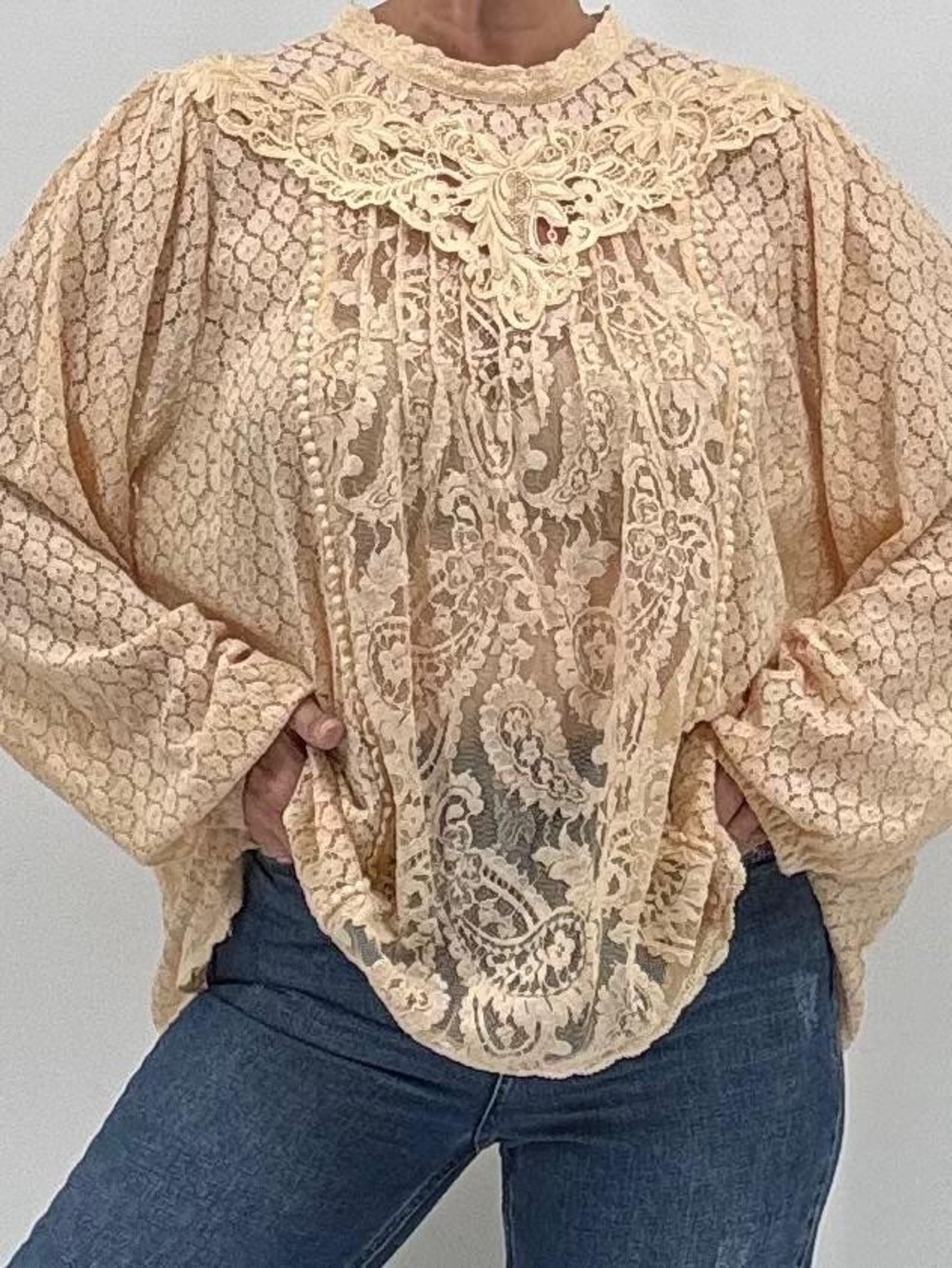 Torrid Boho Fairycore Ethereal Crochet Lace Victorian Twee Peasant Top Size 4X